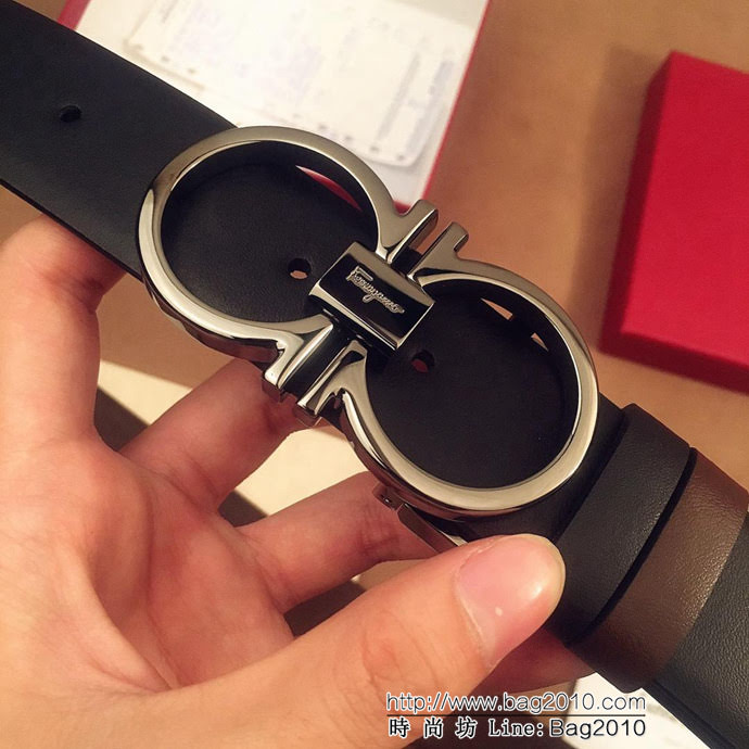 Ferragamo菲拉格慕 雙面進口頭層牛皮軟平紋 獨特復古風格 精鋼扣 男士皮帶  xfp1195